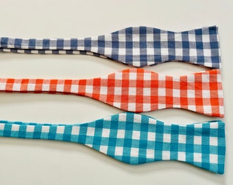 Gingham Self Tie Bow,  Tie Groom Groomsmen Wedding Tie, Father’s Day Gift,  Prom Bow Tie, Mens Accessory, Black Owned Shops