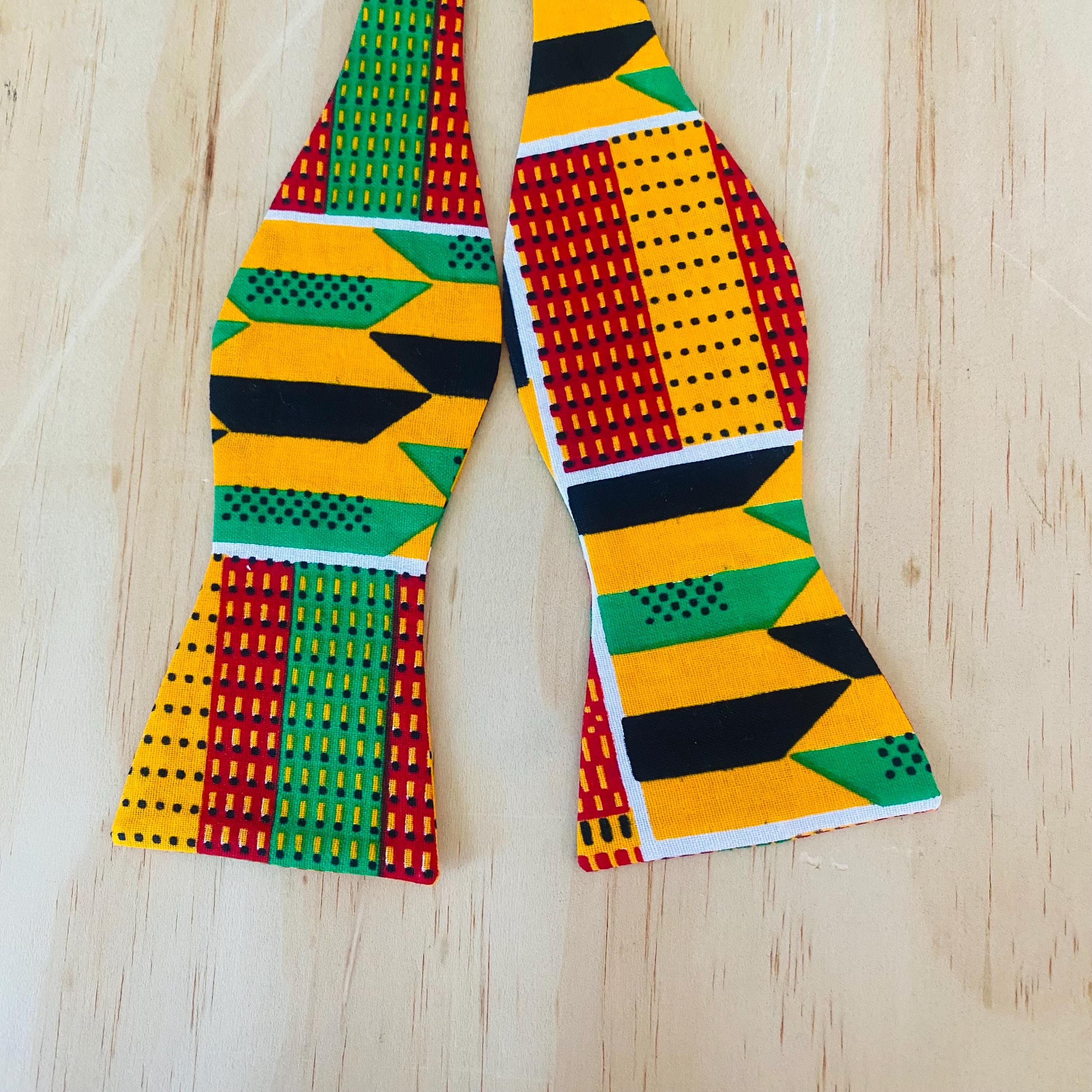 Vibrant Kente Cloth Self Tie Bow Tie, African Clothing for Man, Gift ...
