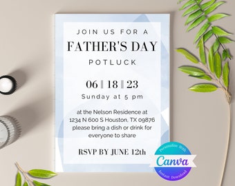 Watercolor Father's Day Invitation: Editable Canva Template (Digital Download)