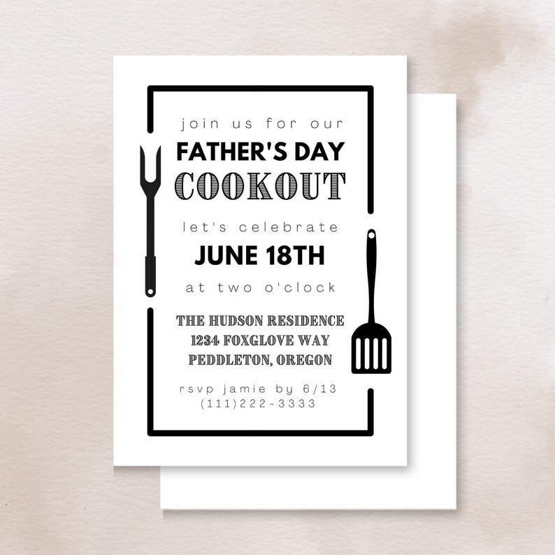 Customized Father's Day BBQ Invitation Family Fun Cookout Party Invite ...