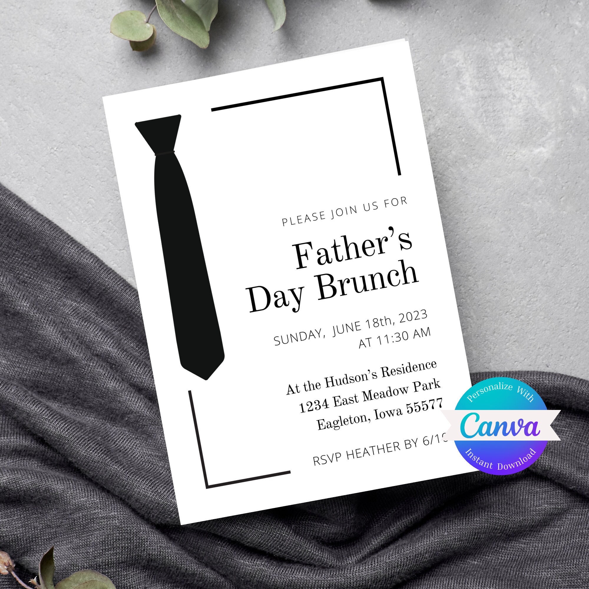 Editable Father's Day Invitation - Father's Day Party, Elegant Invite ...