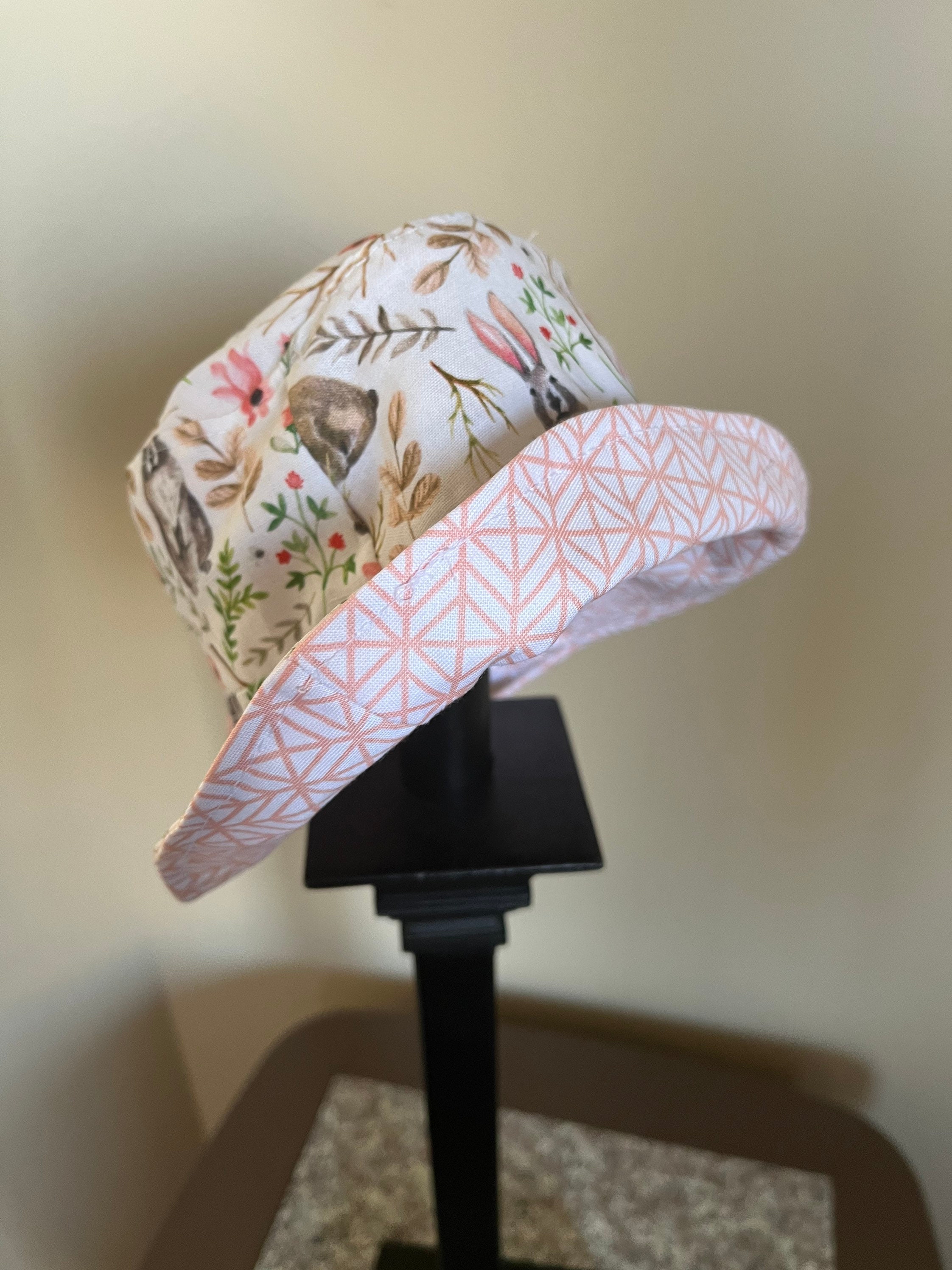 Infant Bucket Hat Handmade Pink Brimmed 