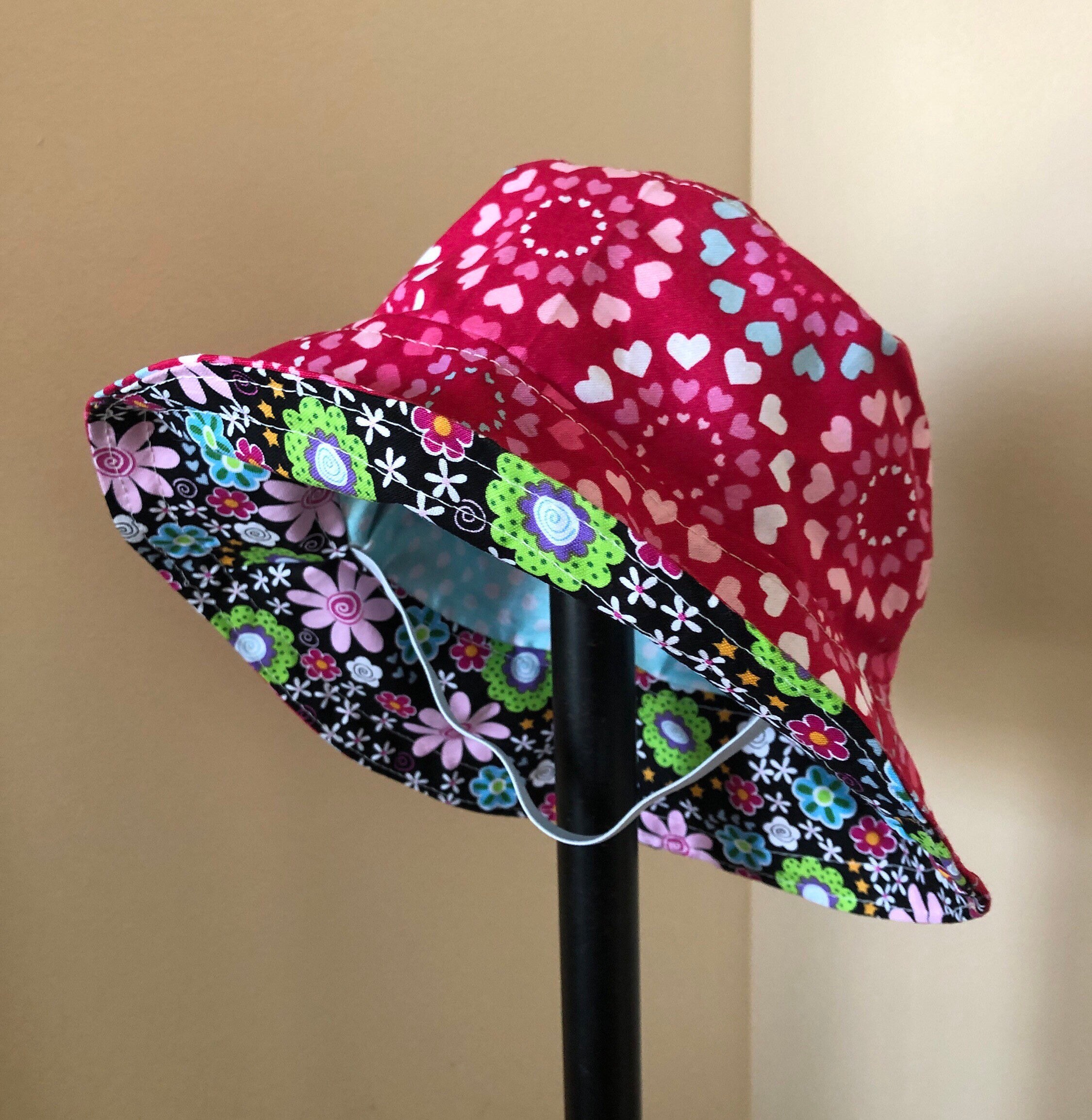 Toddler pink bucket hat Toddler hat reversible sun hat gift Etsy