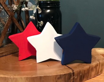 Handmade Wooden Patriotic Stars: 4th of July Tiered Tray Decor