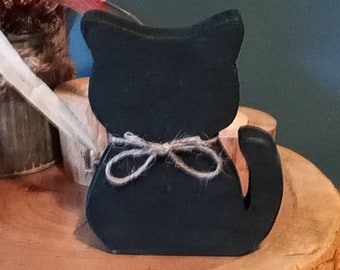 Wooden Black Kitten: Halloween Decor