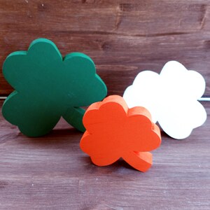 3 Wooden Shamrocks,  St. Patrick's Day Decor, Farmhouse Wood Shamrock, Irish Decor, St. Patty's  Gifts, Irish Theme  Decorations, Clover