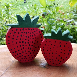Wooden Strawberry Decor: Rustic Summer Tiered Tray Accent