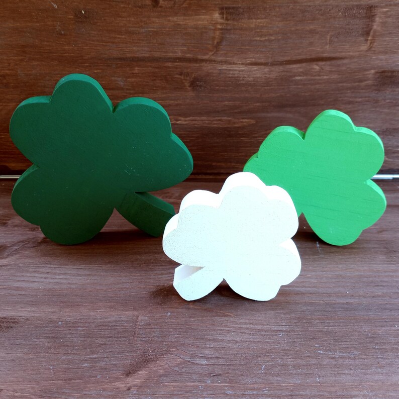 3 Wooden Shamrocks,  St. Patrick's Day Decor, Farmhouse Wood Shamrock, Irish Decor, St. Patty's  Gifts, Irish Theme  Decorations, Clover