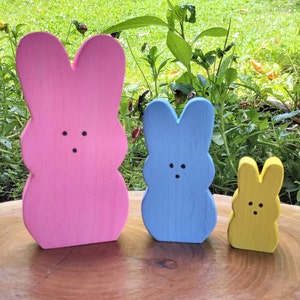 3 Wooden Peeps,  Easter Decor, Easter Rabbit, Spring Bunny Decor, Wooden Bunny, Easter Decorations, Easter Gift
