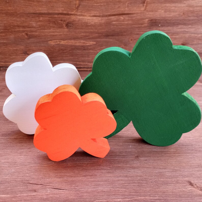 3 Wooden Shamrocks,  St. Patrick's Day Decor, Farmhouse Wood Shamrock, Irish Decor, St. Patty's  Gifts, Irish Theme  Decorations, Clover