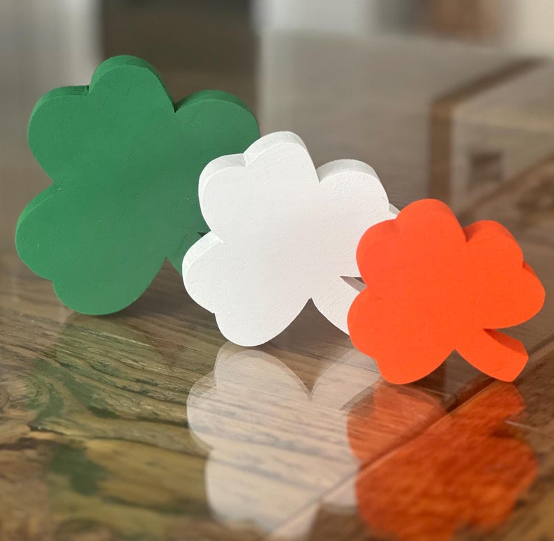 3 Wooden Shamrocks,  St. Patrick's Day Decor, Farmhouse Wood Shamrock, Irish Decor, St. Patty's  Gifts, Irish Theme  Decorations, Clover