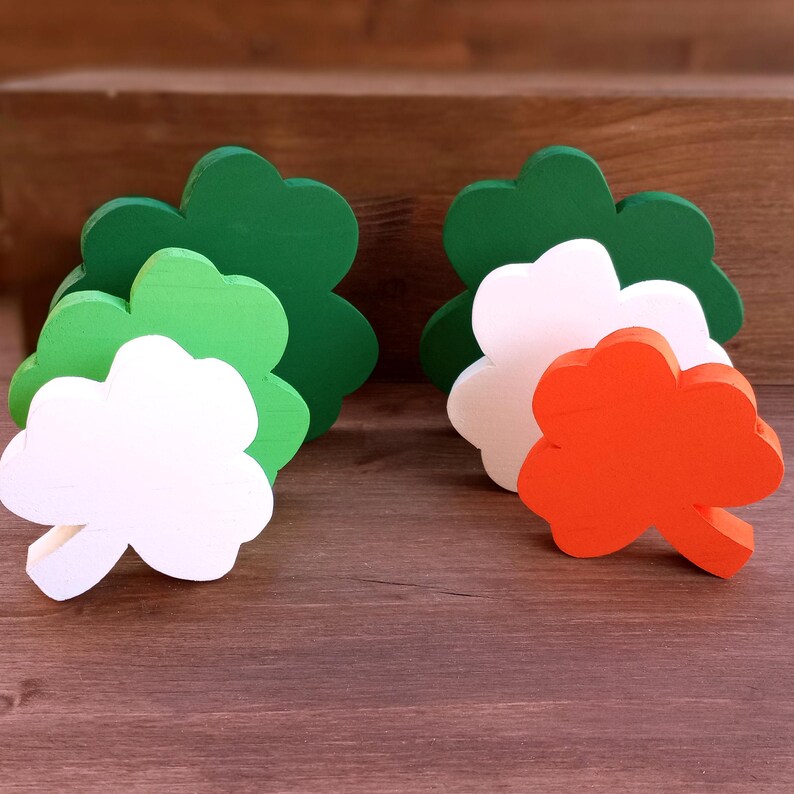 3 Wooden Shamrocks,  St. Patrick's Day Decor, Farmhouse Wood Shamrock, Irish Decor, St. Patty's  Gifts, Irish Theme  Decorations, Clover