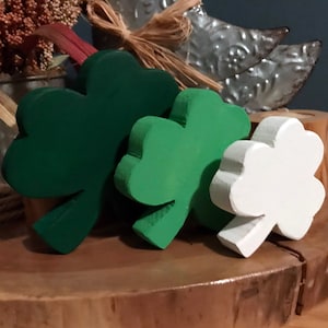 3 Wooden Shamrocks,  St. Patrick's Day Decor, Farmhouse Wood Shamrock, Irish Decor, St. Patty's  Gifts, Irish Theme  Decorations, Clover