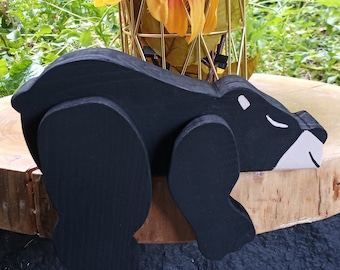 Wooden Bear Shelf Sitter, Woodland Nursery, Rustic Shelf Decor, Wood Bear, Black Bear, Bear Nursery Decor, Mama & Baby Bear