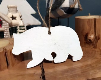 Rustic Polar Bear Ornament, Christmas Ornament, Woodland Ornaments, Polar Bear Ornament, Polar Bear Gift, Polar Bear Decor