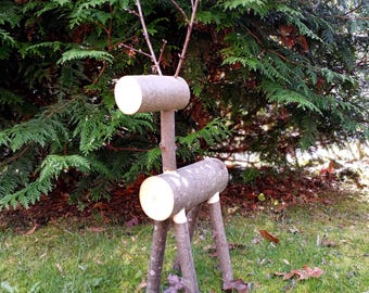 1 Rustic Log Reindeer, Outdoor Christmas Decor, Wooden Deer, Primitive Yard Art, Wood Reindeer, Rustic Holiday Decorations