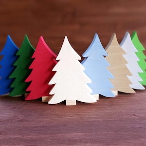 Wooden Christmas Trees: Colorful Holiday Decor