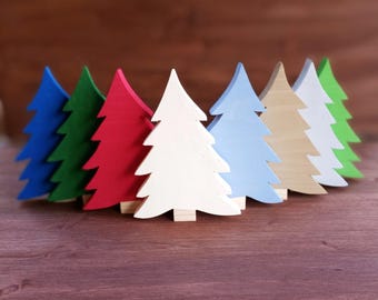 Wooden Christmas Trees: Colorful Holiday Decor