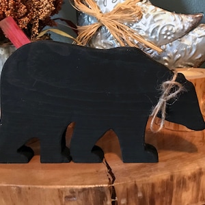 Handmade Rustic Wooden Black Bear: Christmas Decor