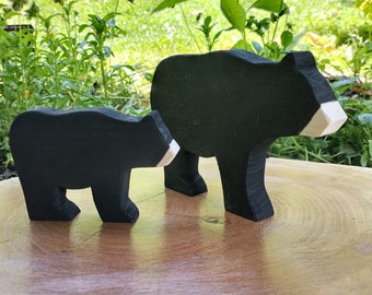 Black Bear Decor, Woodland Nursery, Wood Bear, Black Bear, Bear Nursery Décor, Bear Decor, Bear Figurine, Mama Bear and Cub, Camping Nursery