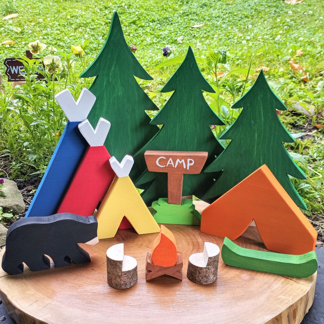 Camping Decor, Christmas Gift, Camping Tiered Tray, Summer Camp Decor