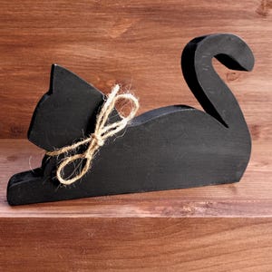Wooden Black Cat Fall and Autumn Decoration