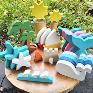Wooden Beach Decor: Summer Tiered Tray Set