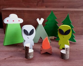 Campground Alien Set: Extraterrestrial Camping Decor, Alien Gift