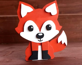 Wooden Fox Figurine: Fall Decor, Woodland Nursery Decor