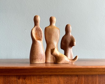 Mid Century Modern C. 1968 Antonio Vitali Wooden Sculptured Family