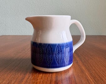 Rörstrand Koka Blå small 3" cream pitcher / 1950s Hertha Bengtson blue and white Swedish serving piece