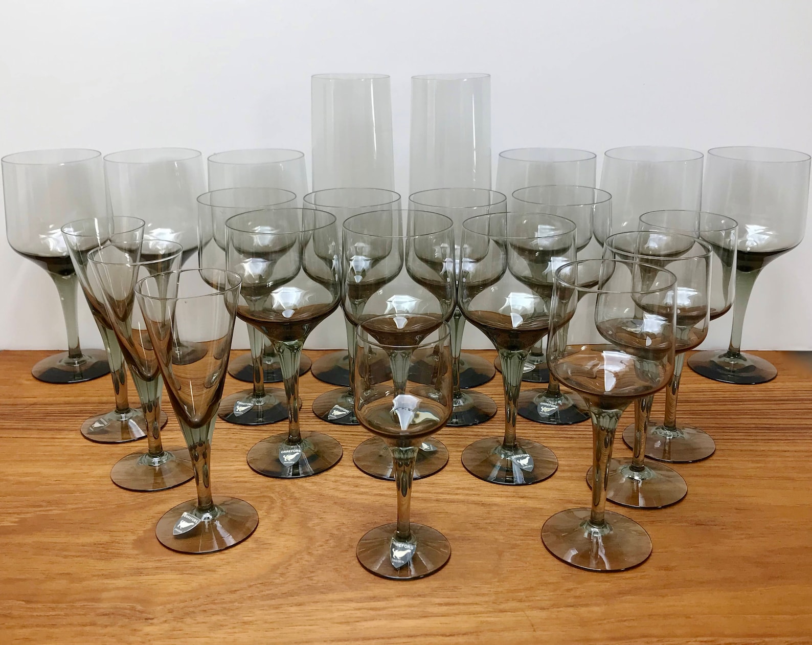 22piece Orrefors Sweden stemware set / Rhapsody smoked glass Etsy
