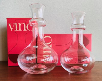 Vintage 1970s Vino decanter (small or large) by Lindshammar Sweden / Scandinavian midcentury glass crystal wine carafe