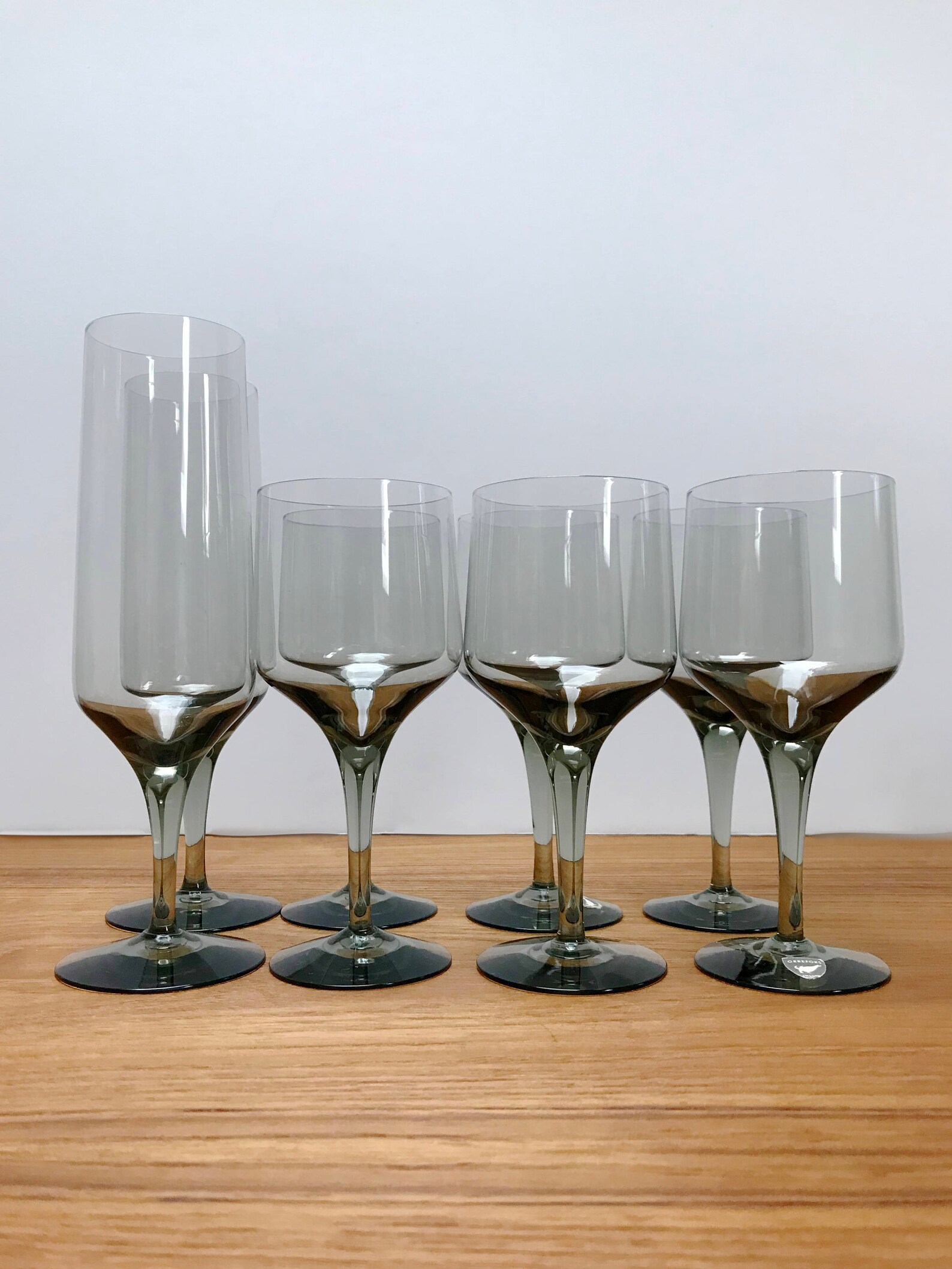 22piece Orrefors Sweden stemware set / Rhapsody smoked glass Etsy