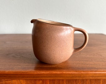 Vintage Heath cream pitcher / Sandalwood taupe brown ceramic creamer / midcentury California pottery