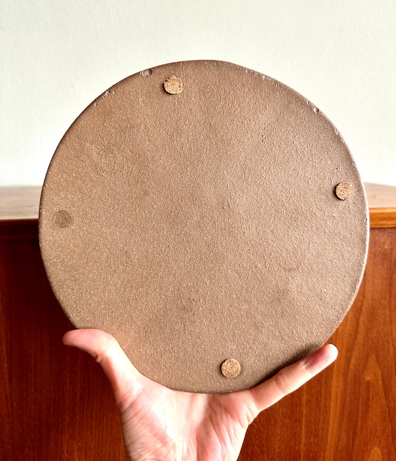 Vintage 9.25 Cosanti Originals ceramic plate or trivet / round pottery tile from the studio of Paolo Soleri image 6