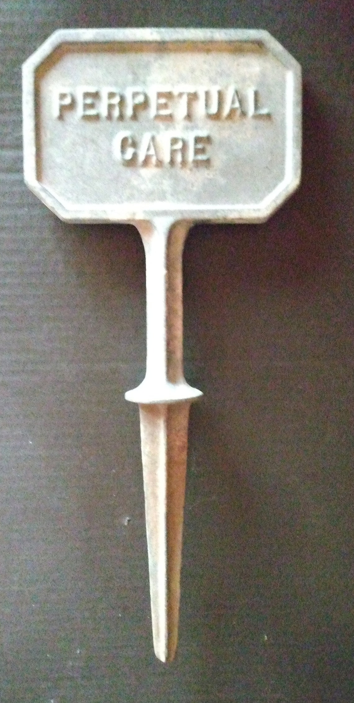 Vintage Cemetery Grave Marker Perpetual Care Heavy Metal Could Etsy