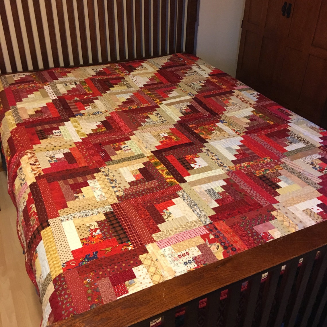 Queen Size Log Cabin Quilt Etsy