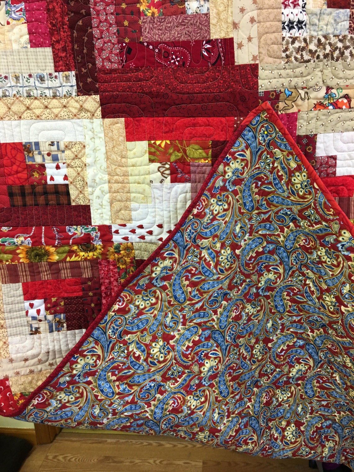 Queen Size Log Cabin Quilt Etsy