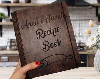Personalized Wood Recipe Book: Custom Family Cookbook