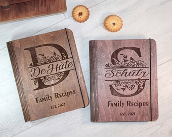 Personalized Wooden Recipe Book Binder: Custom Family Cookbook