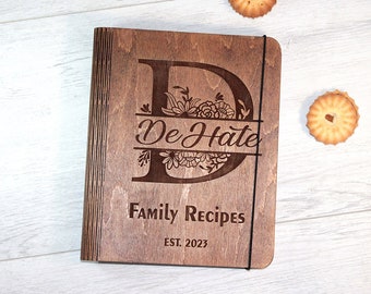 Personalized Wooden Recipe Book: Family Cookbook, Bridal Shower Gift