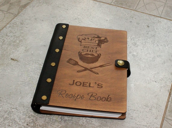 Custom Blank Recipe Book for Men Dad Gift Wooden 