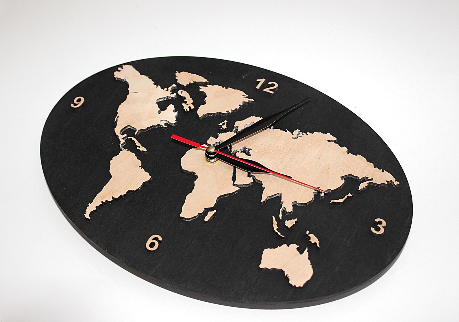 Wood World Map Clock Big Christmas Gift for Couple Birthday Etsy