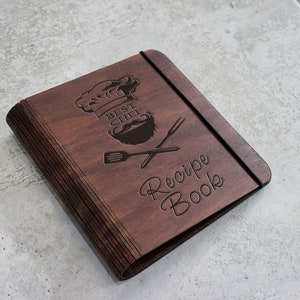 Recipe Book for men, Anniversary gift for Husband, Custom Wood Recipe Journal, Cookbook Binder Fathers Day, Cooking gifts