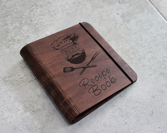 Personalisiertes Holz Rezeptbuch: Graviertes Kochbuch Journal