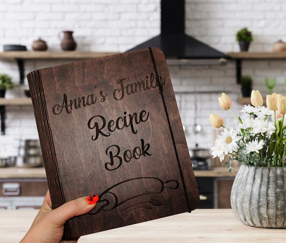 Wooden Journal Custom Recipe Book Blank Recipe Book Mom Christmas