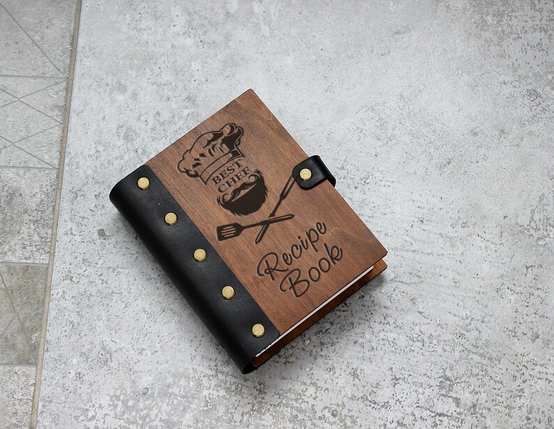 Custom Blank Recipe Book for men Wooden Personalized Recipe Etsy