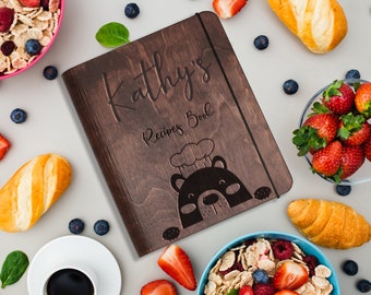 Personalized Wood Recipe Book: Family Cookbook Journal
