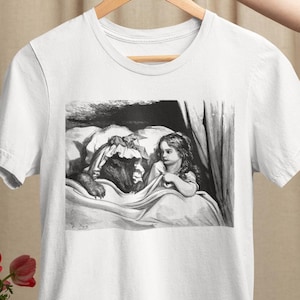 Wolf Red Riding Hood- Gustave Dore shirt, fairy-tale shirt, Art, Engraving, Cat shirt, funny shirt, Renaissance, Dore shirt, Art, Cute Gift